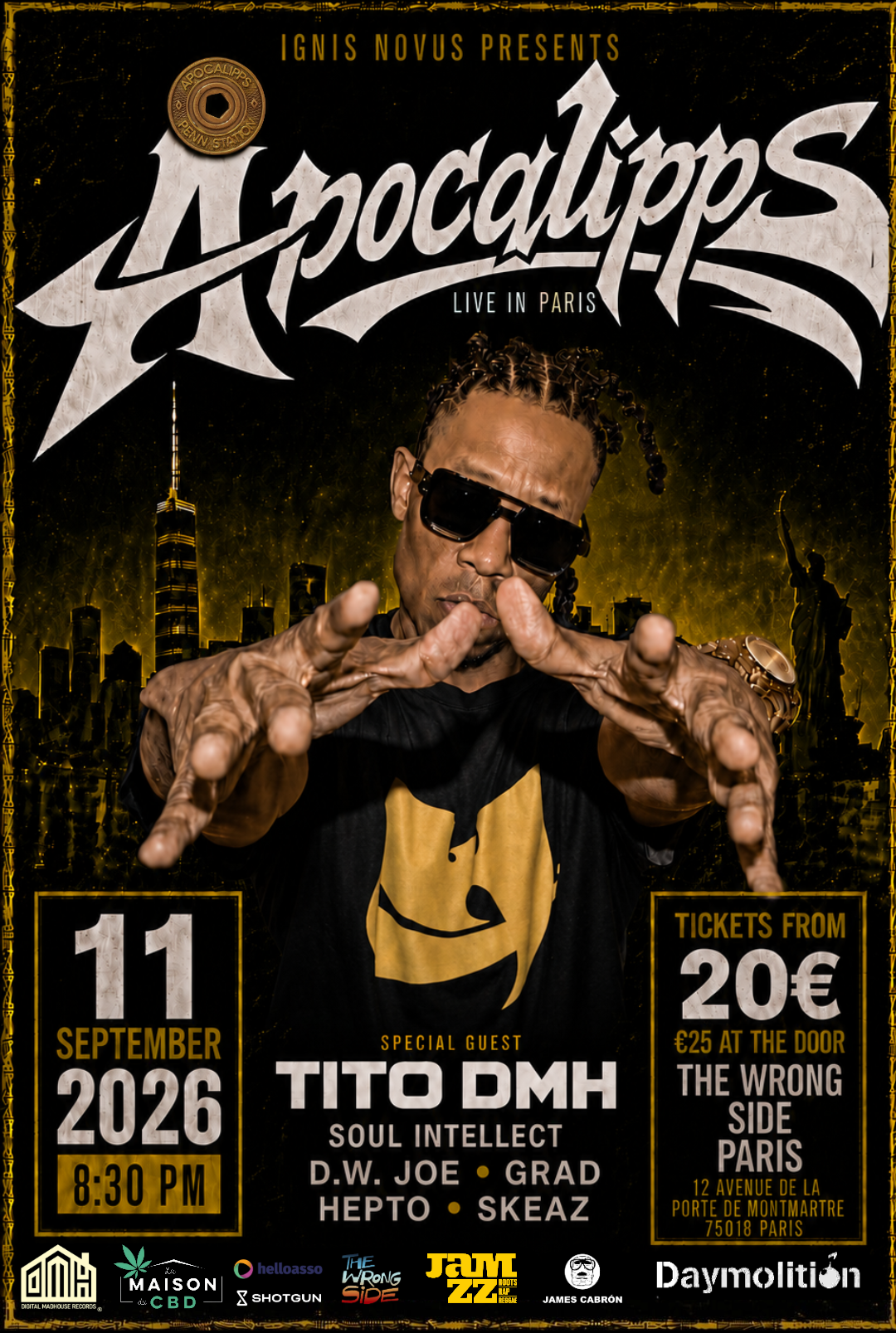 Affiche d’Apocalipps – Live in Paris, concert du 11 septembre 2026